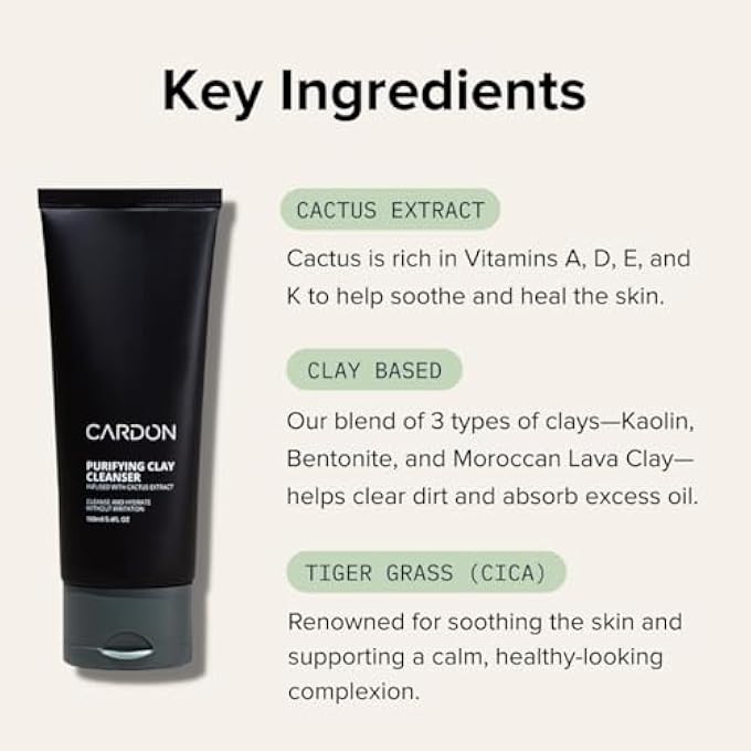 Cardon CLAY FACE CLEANSER , KOREAN SKIN CARE, DETOX FACE WASH FOR OILY, ACNE-PRONE SKIN, CLEANS 4X BETTER THAN CHARCOAL, DEEP CLEAN TO MINIMIZE PORES, REMOVE FACE OIL & DIRT, (1 CT) - Image 4